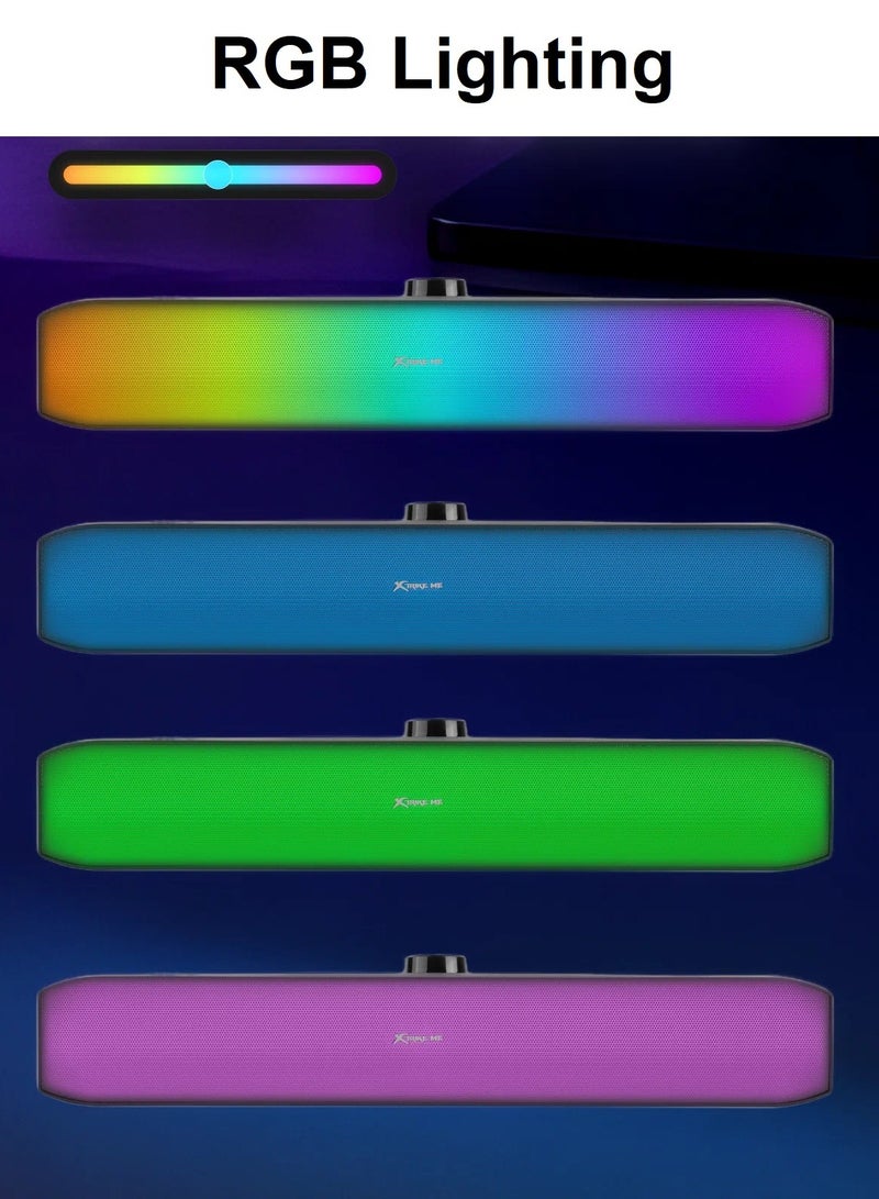 XTRIKE ME SK-605 Soundbar RGB Gaming Speaker USB2.0 Stereo sound bar – RGB Luminous Speaker with Volume Knob control – Wired  USB Powered +3.5mm , 2.0 Channel for PC and Laptop , Home theatre | Black - Image 3