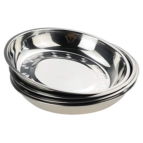 Teyyvn 4-Pack Stainless Steel Dinner Plates, Round Camping Plates, 9.2-Inch - Image 1