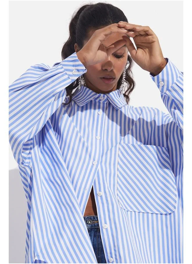 جون June Striped Shirt Blue