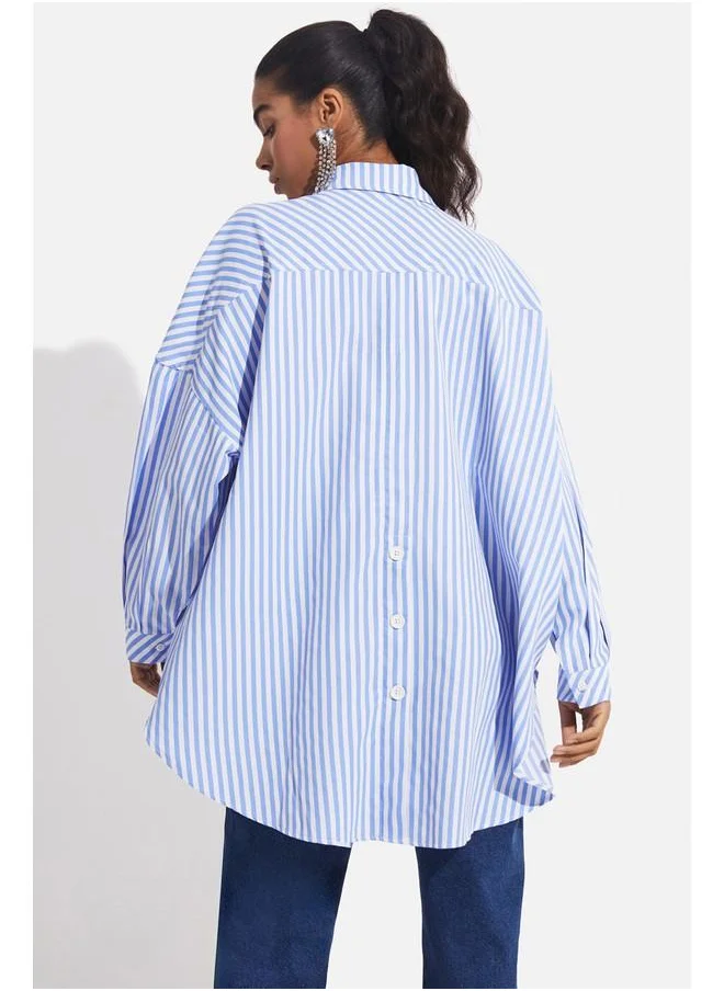 JUNE June Striped Shirt Blue