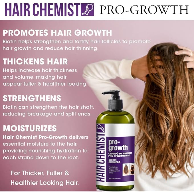 Hair Chemist Pro-Growth Shampoo with Biotin 33.8 oz. Biotin Shampoo for Thinning Hair and Hair Loss - Image 3