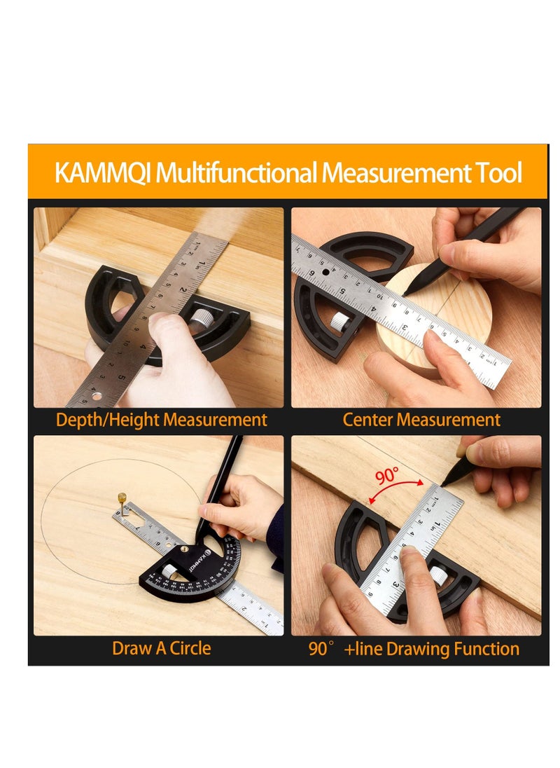 Excefore - Protractor Angle Finder, Protractor for Woodworking, 8-Inch Adjustable Stainless Steel Angle Ruler, Angle Measuring Tool with 0-180 Degrees, for Woodworking, Metalworking, Construction - Image 1