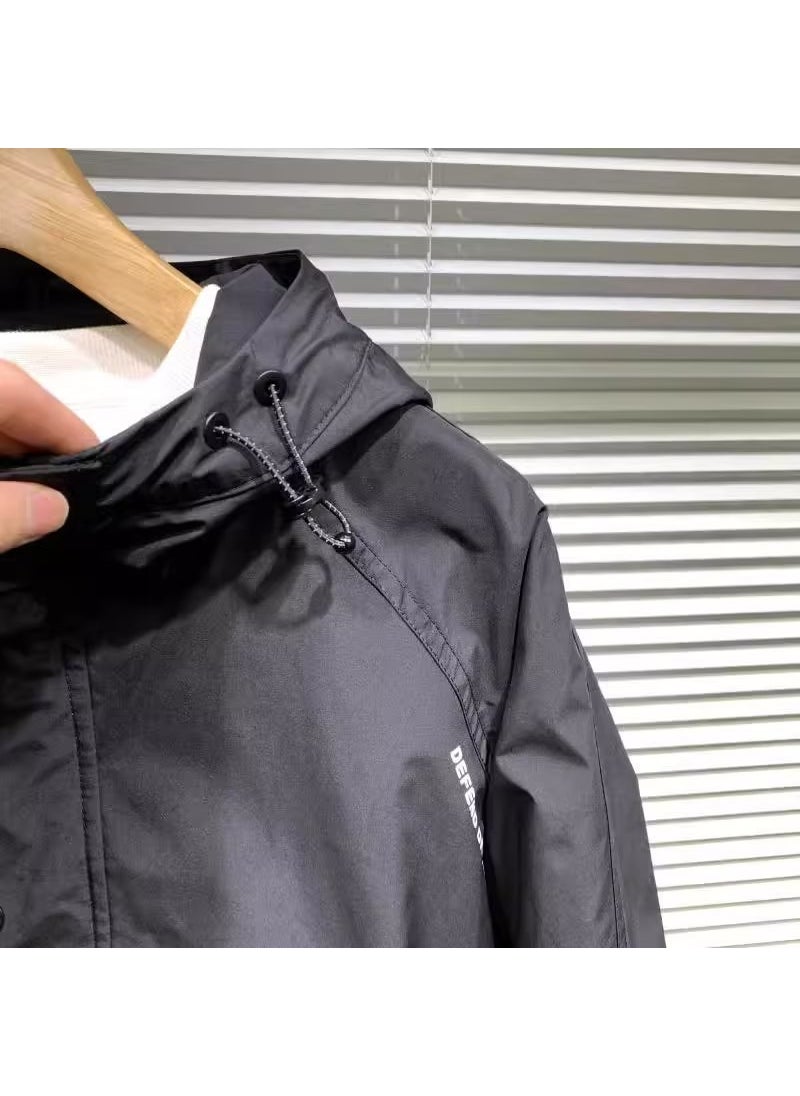 Generic Mens Casual Hooded Jacket Spring Loose Fit Coat Black  - Image 4