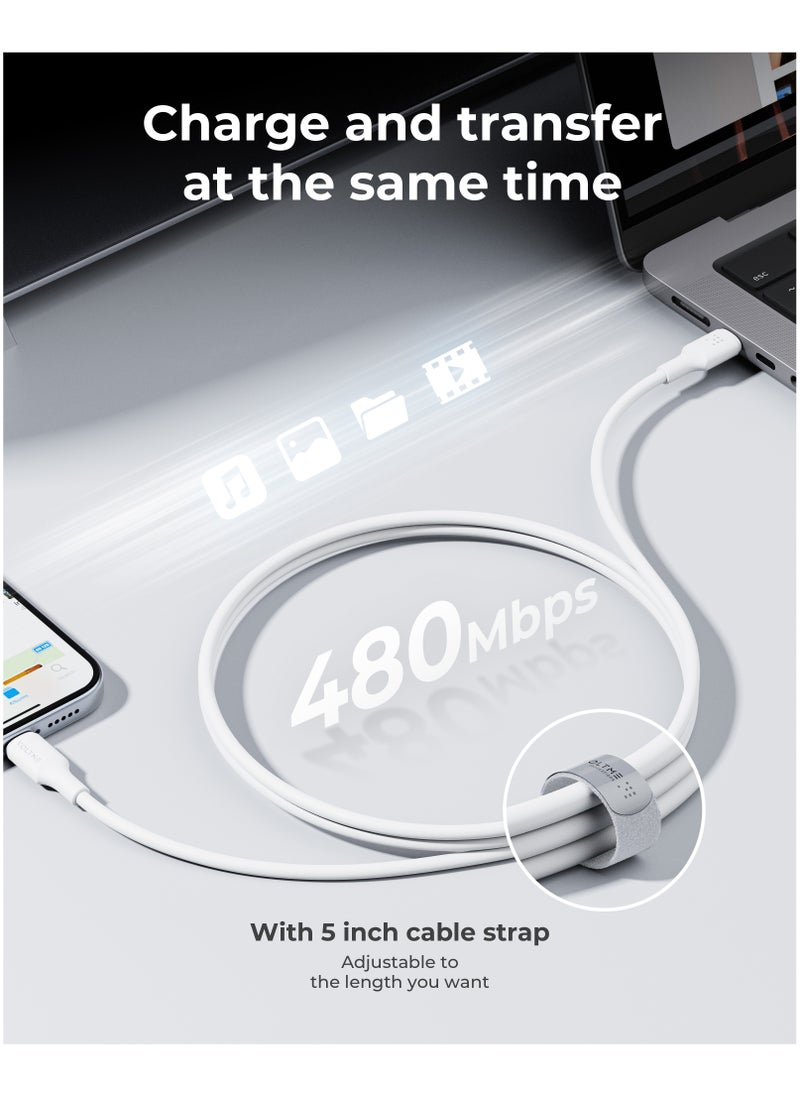 VOLTME iPhone Charger Cable (2m), Voltme USB-C to Lightning Cable for Fast Charging, 30W PD Power Delivery, High-Speed ​​Data Transfer, Durable and Tangle-Free, Compatible with iPhone 14/14 Pro/14 Plus/14 Pro Max, iPhone 13/13 Pro/13 Pro Max/13 Mini, iPhone 12/12 Pro/11/XS/XR/8/8 Plus, iPad Pro, iPad Air, AirPods - White  - Image 3