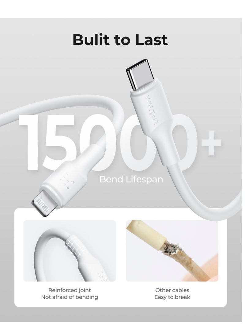 VOLTME iPhone Charger Cable (2m), Voltme USB-C to Lightning Cable for Fast Charging, 30W PD Power Delivery, High-Speed ​​Data Transfer, Durable and Tangle-Free, Compatible with iPhone 14/14 Pro/14 Plus/14 Pro Max, iPhone 13/13 Pro/13 Pro Max/13 Mini, iPhone 12/12 Pro/11/XS/XR/8/8 Plus, iPad Pro, iPad Air, AirPods - White  - Image 4
