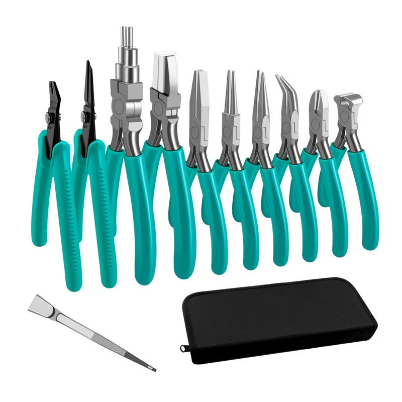 ct C&T 11-Piece Jewelry Plier Sets,Jewelry Making Tools Kit, Micro Jewelry Pliers Set, Stainless Steel Tweezers with Storage Pouch, Pliers set for Jewelry Making Supplies - Image 1