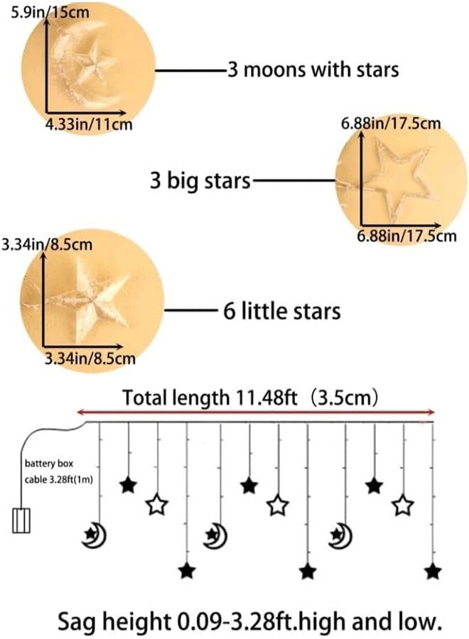 RATSAW Led String Lights Stars Shaped and Moon Curtain Decorative Lights Holiday Decoration Gift - Image 4