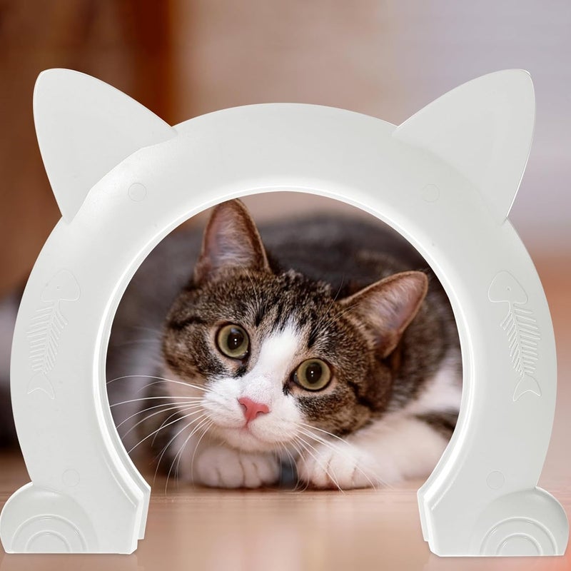 Artibetter Pet Plastic Cat Door with Kitty Pass, White Interior Pet Door for Cats and Small Dogs, Easy Access Portal for Home Use - Image 4