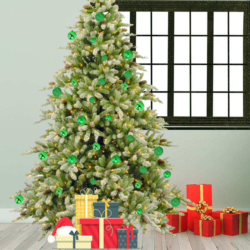 Emopeak 24Pcs Christmas Balls Ornaments for Xmas Christmas Tree - 4 Style Shatterproof Christmas Tree Decorations Hanging Ball for Holiday Wedding Party Decoration (Grass Green  2.4""/6.2CM) - Image 2