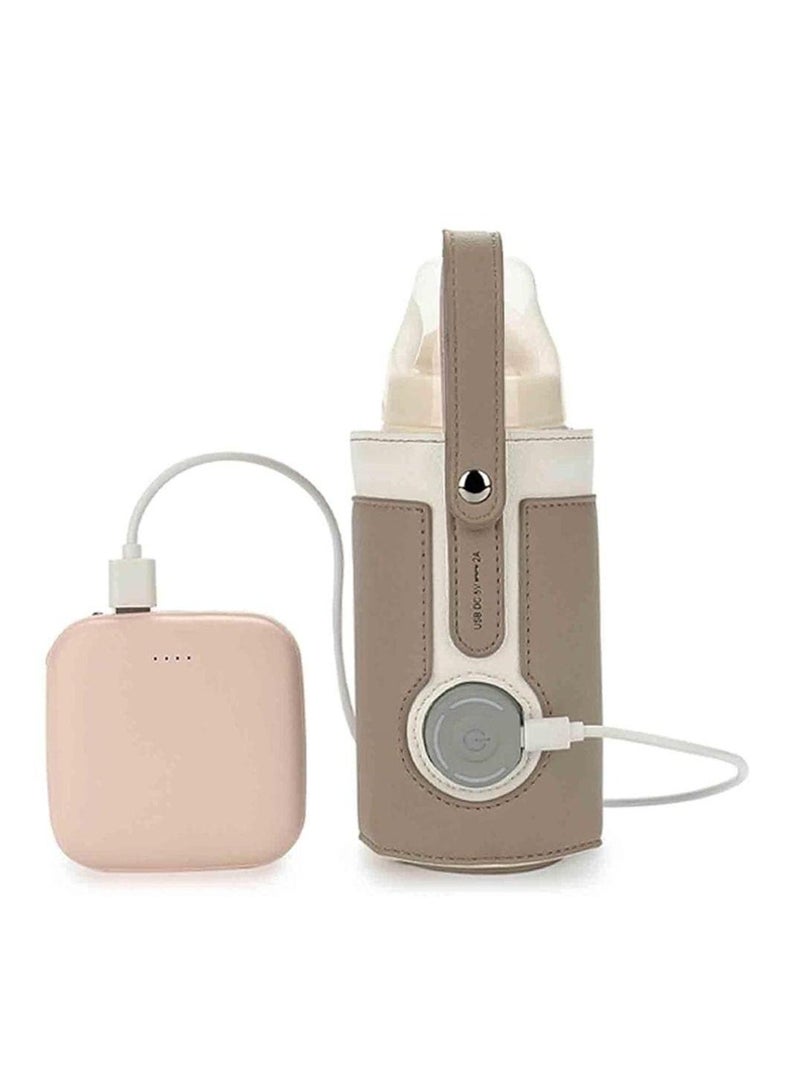 كابتن تيك Portable Bottle Warmer, With 3 Temperature Control, Travel Smart Insulation Milk Bottle Cover Bag, Usb Baby Bottle Warmer For Breastmilk or Formula For Travel And Other Outdoor Activities Brown - Image 1