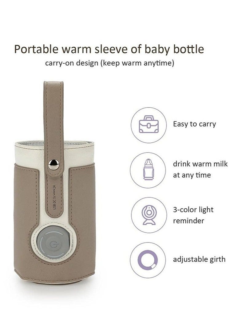 كابتن تيك Portable Bottle Warmer, With 3 Temperature Control, Travel Smart Insulation Milk Bottle Cover Bag, Usb Baby Bottle Warmer For Breastmilk or Formula For Travel And Other Outdoor Activities Brown - Image 2