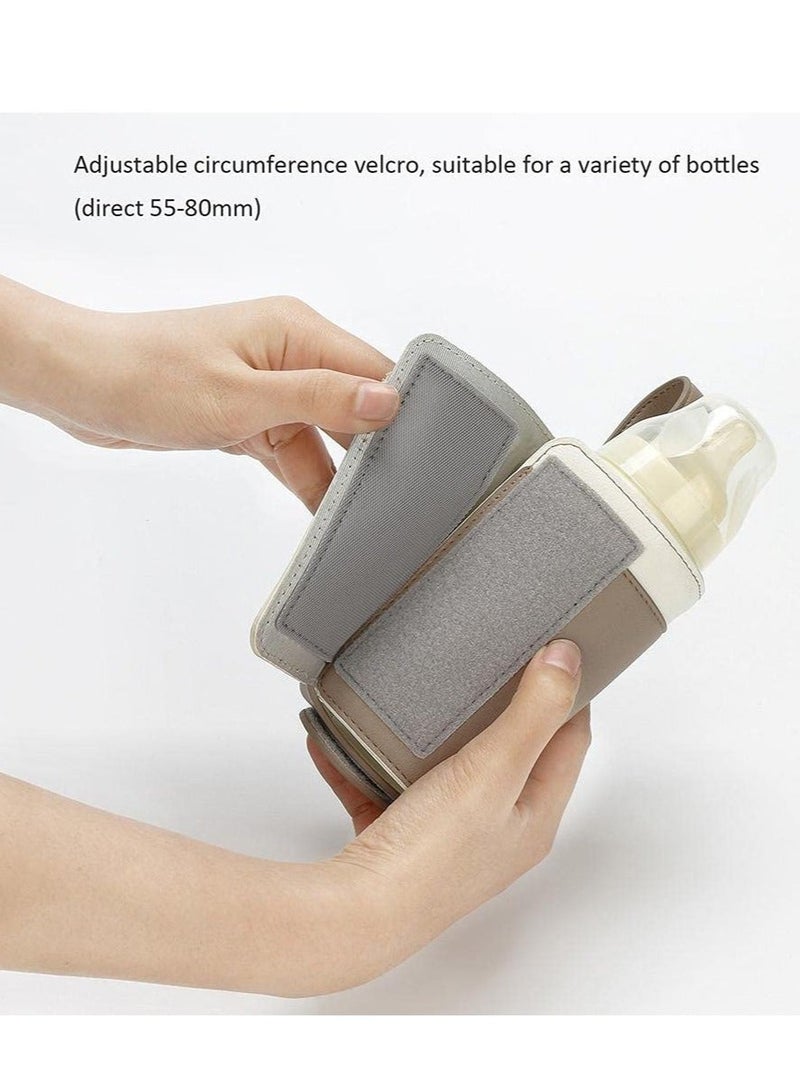 كابتن تيك Portable Bottle Warmer, With 3 Temperature Control, Travel Smart Insulation Milk Bottle Cover Bag, Usb Baby Bottle Warmer For Breastmilk or Formula For Travel And Other Outdoor Activities Brown - Image 4