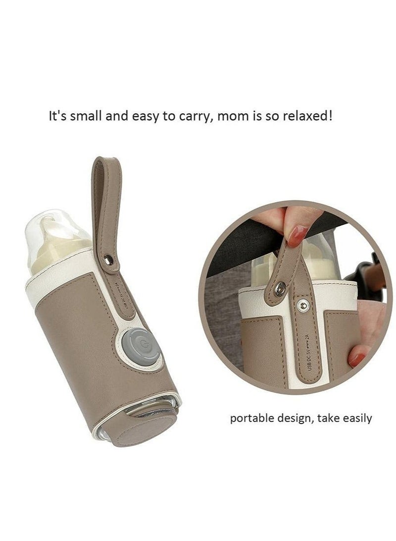 كابتن تيك Portable Bottle Warmer, With 3 Temperature Control, Travel Smart Insulation Milk Bottle Cover Bag, Usb Baby Bottle Warmer For Breastmilk or Formula For Travel And Other Outdoor Activities Brown - Image 5