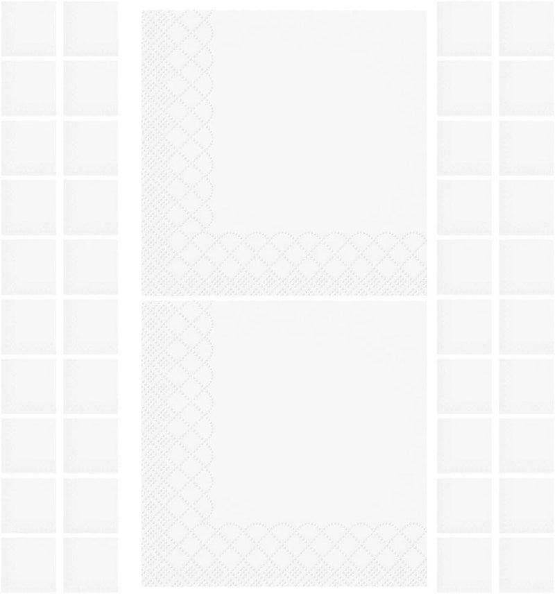 SHOWERORO Disposable Paper Napkins 100 Sheets 5pcs Double-layer White Decorative Napkins for Party Wedding Hotel Dinner Table Use - Image 1