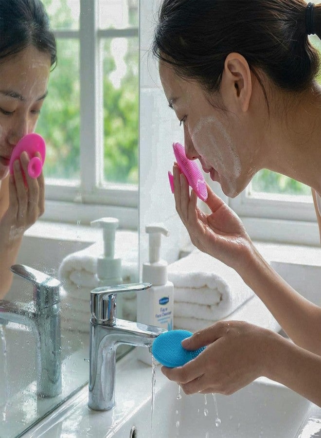 SYGA 4 Pieces Facial Cleansing Pads, Soft Silicone Face Scrubbers Exfoliators Face Blackhead Removing Massage Tool(Assorted Color) - Image 1