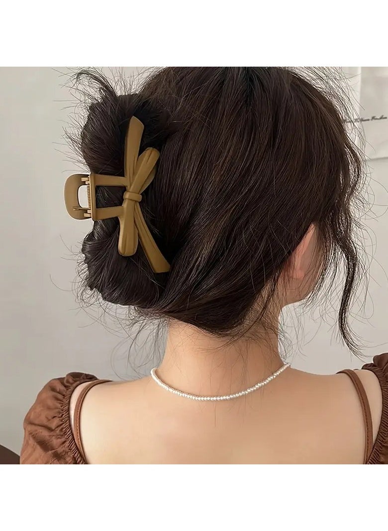 Goolsky 4 Pcs Autumn/Winter Women's Solid Color Bow Hair Clips, Flexible and Non-Slip, Suitable for Thin and Thick Long Wavy Hair, Matte Finish, Large Butterfly Shape, Plastic Material, Bohemian Style, Set of 4, Suitable for Ages 14 and Above  - Image 3
