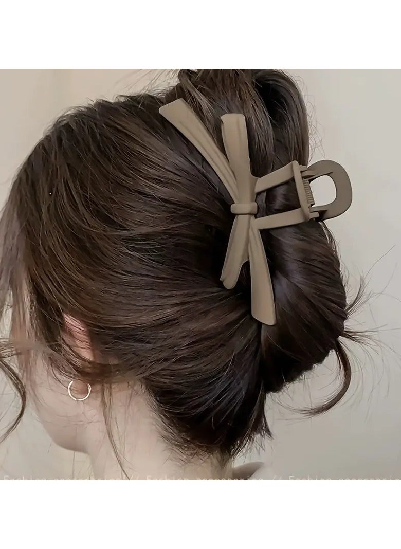 Goolsky 4 Pcs Autumn/Winter Women's Solid Color Bow Hair Clips, Flexible and Non-Slip, Suitable for Thin and Thick Long Wavy Hair, Matte Finish, Large Butterfly Shape, Plastic Material, Bohemian Style, Set of 4, Suitable for Ages 14 and Above  - Image 4