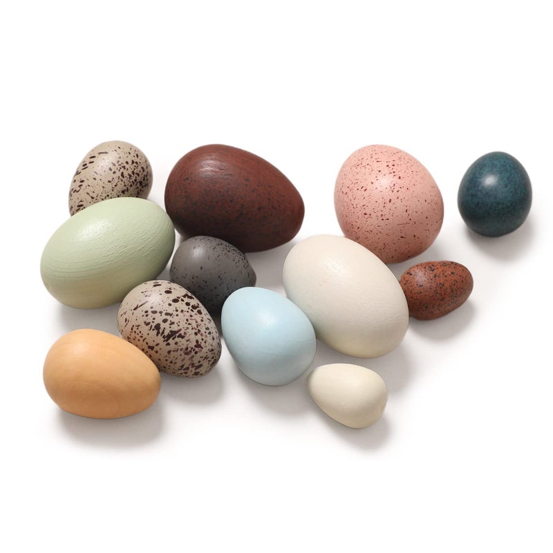 OESSUF Wooden Fake Eggs Easter Eggs Play Eggs for Toddlers Pretend Wood Egg Decor for Play Kitchen Artificial Decorative Eggs for Crafts Toy Food 12PCs - Image 3