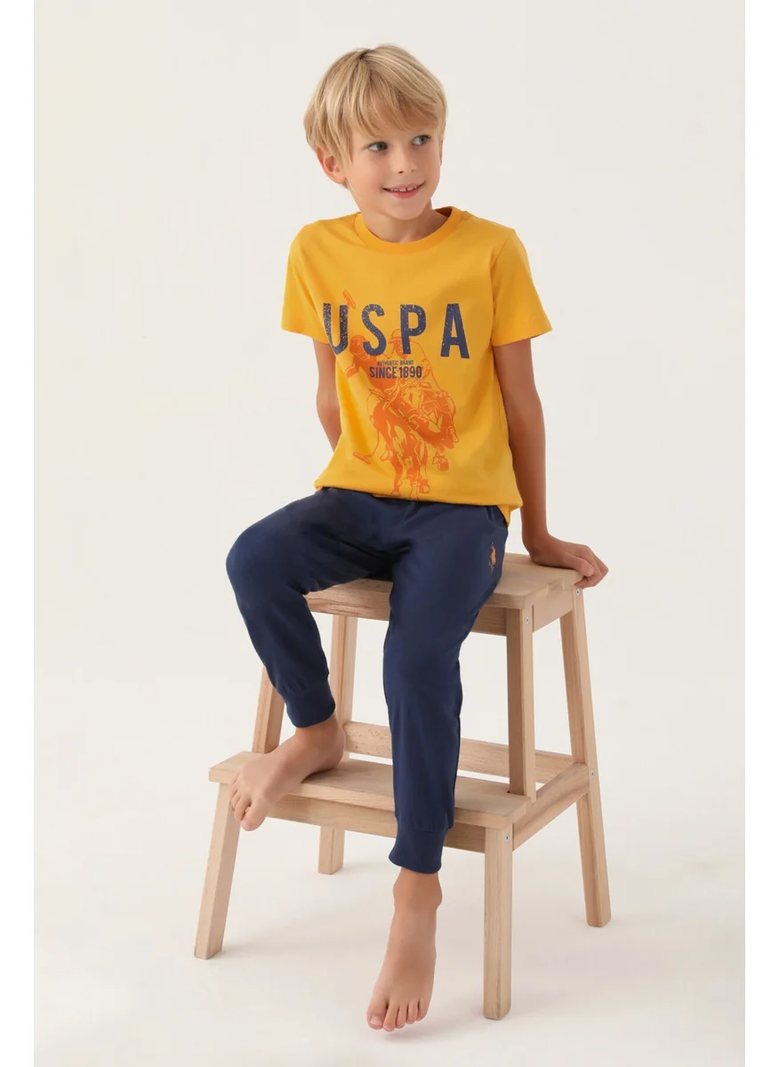 يو اس بولو اسن Base. Polo Assn Licensed Hat Mustard Boy's Pajama Set