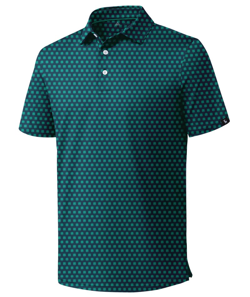 ZITY Mens Print Polo Shirts Short Sleeve Moisture Wicking Shirts for Men Golf Tennis Daily Casual Collared T-Shirt Four-Leaf Clover XL - Image 2