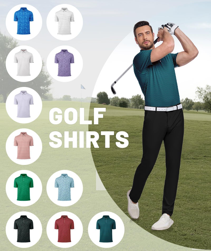 ZITY Mens Print Polo Shirts Short Sleeve Moisture Wicking Shirts for Men Golf Tennis Daily Casual Collared T-Shirt Four-Leaf Clover XL - Image 5