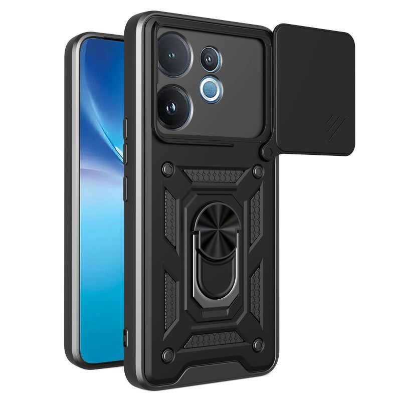 إيروريكس جراب هاتف من البولي يوريثان الحراري والكمبيوتر الشخصي لهاتف vivo V60 5G بتصميم كاميرا منزلقة (أسود) - Image 1