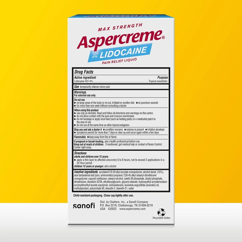 Aspercreme Essential Oils Lidocaine Pain Relief with No-Mess Roll-On Applicator, Max-Strength Lidocaine Numbs Away Nerve Pain, Moisturizing Aloe Hydrates Skin, Lavender, 2.5 Oz., 2pk - Image 2