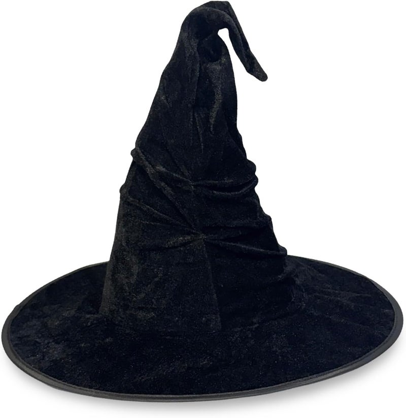 Caprilite All space matching look Halloween Crumpled Witch Hat, Black Velvet, Wizard Hat, Cosplay Accessories, Fits Adults and Children Assorted color options - Image 1