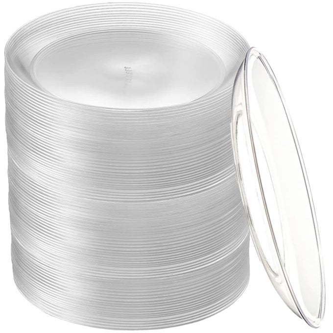 200 PACK DISPOSABLE CLEAR PLATES 5 INCH PLASTIC DESSERT PLATES WEDDING CAKE APPETIZERS PLATES FOR PARTY DINNER BBQ TRAVEL