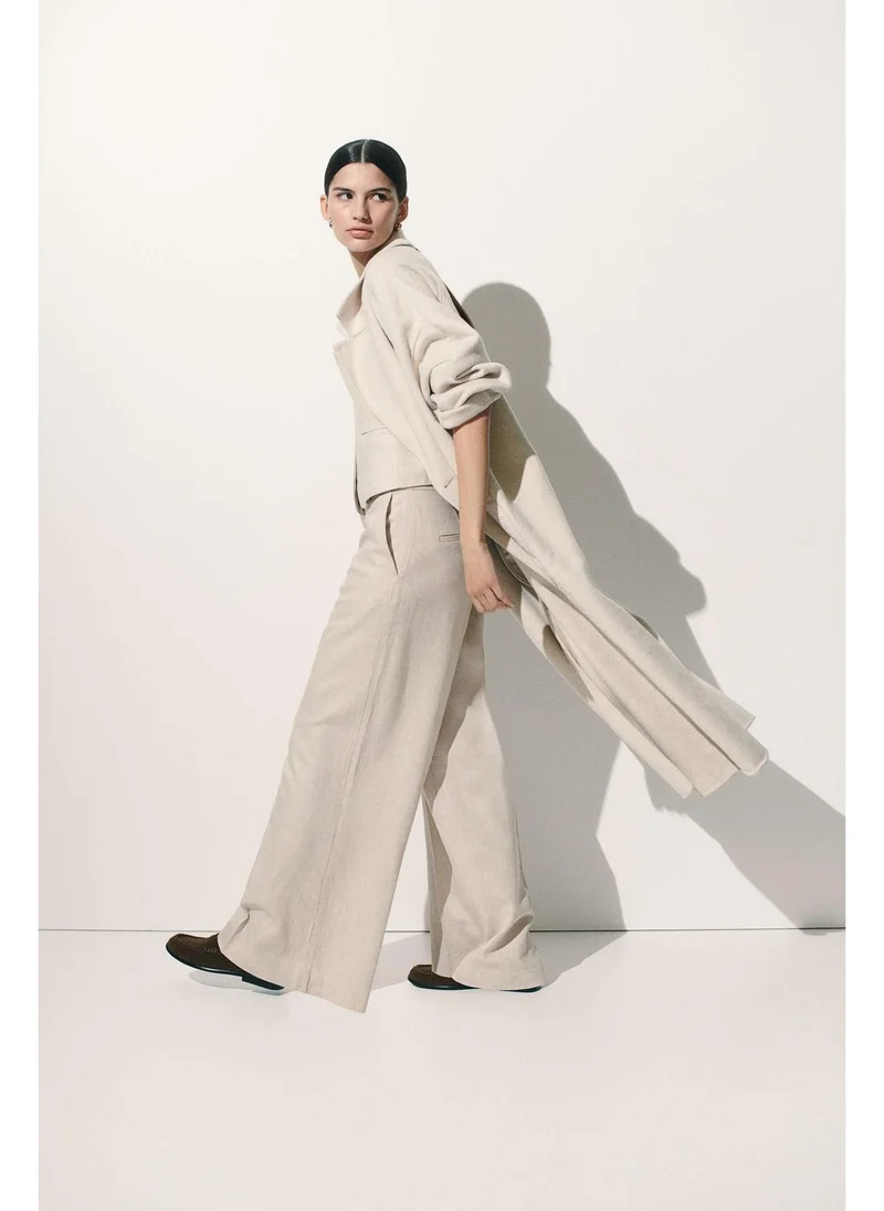 H&M Wide linen-blend trousers