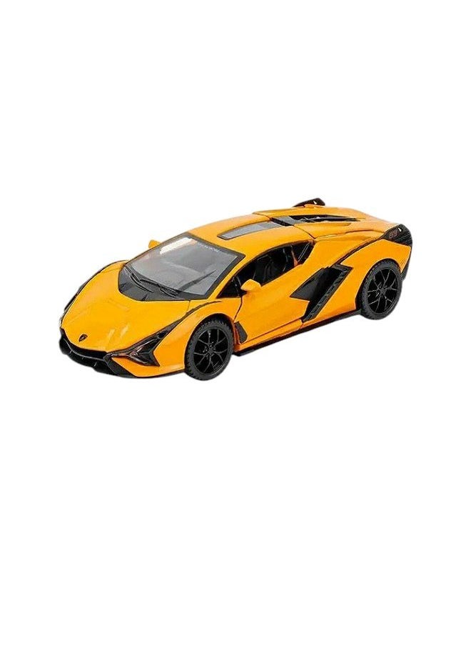 die cast 1:32 Compatible for Lamborghini Sian Model Car Toy, Zinc Alloy Pull Back Toy car with Sound and Light for Kids & Adults (Orange)  - Image 1