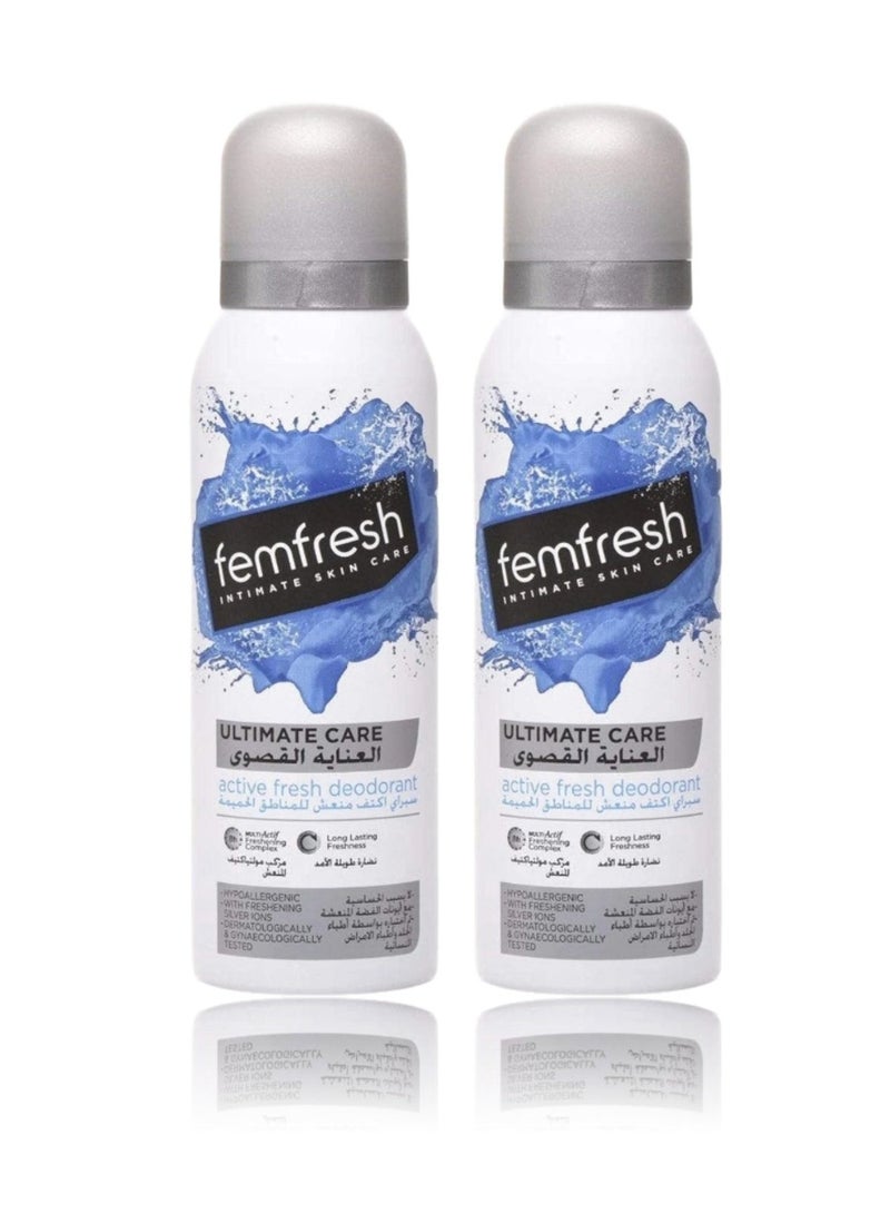 Femfresh Ultimate Care Active Fresh Intimate Deodorant, 125ml - Pack of 2 - Image 1