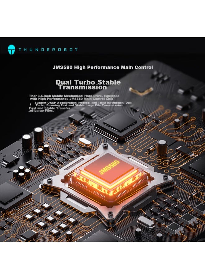 ThundeRobot ثندربوت ثندربوت 8 تيرابايت قرص صلب محمول تخزين مكتبي، 3.5 بوصة، سعة كبيرة، سرعة عالية، نوع-C 3.1، متوافق مع ماك، قرص صلب خارجي - Image 3