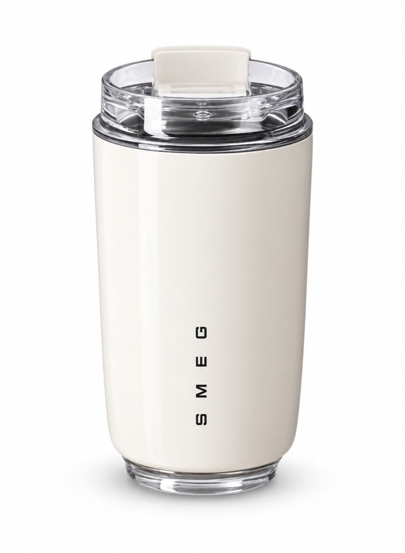 Smeg 240ml Insulated Travel Coffee Mug with Leak-Proof Lid, Cream - Image 1