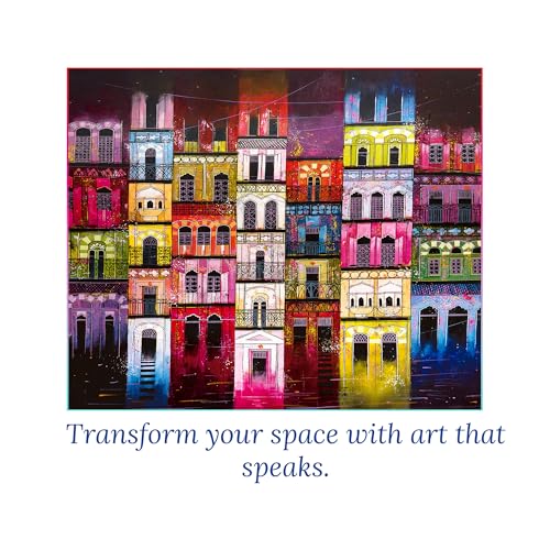 91Knots Painting x Puzzle Series | Contemporary Indian Art | 1000 Pieces Wooden Jigsaw Puzzles for Adults (1000 Pieces, Haveli Colorful Houses) - Image 3