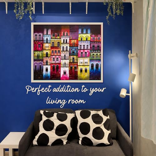 91Knots Painting x Puzzle Series | Contemporary Indian Art | 1000 Pieces Wooden Jigsaw Puzzles for Adults (1000 Pieces, Haveli Colorful Houses) - Image 4