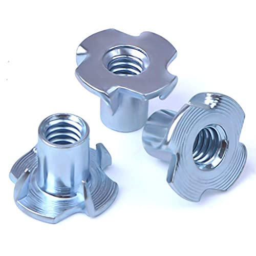 Hincell T Nuts 1/4"-20,5/16"-18, 3/8"-16,Hincell 120pcs Zinc Plated Steel T-Nut 4 Pronged Tee Blind Nuts Assortment Kit for Wood, Rock Climbing Holds, Cabinetry, Furniture,etc. - Image 3