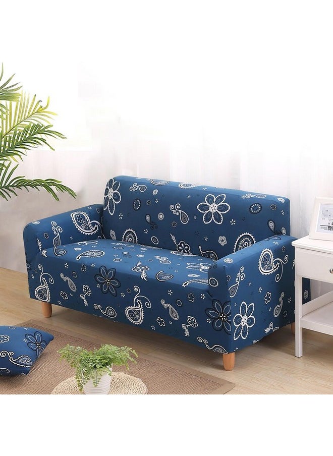 HOUSE OF QUIRK House of Quirk Universal Single Seater Sofa Cover Big Elasticity Cover for Couch 140 GSM Sofa Slipcover (Dark Blue Paisley, 90-145cm)  - Image 1