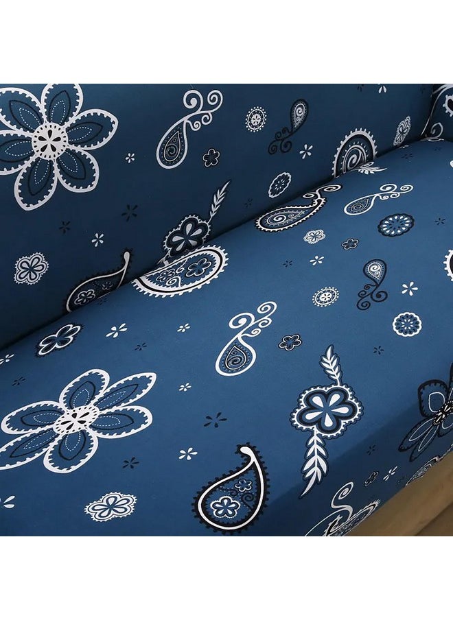HOUSE OF QUIRK House of Quirk Universal Single Seater Sofa Cover Big Elasticity Cover for Couch 140 GSM Sofa Slipcover (Dark Blue Paisley, 90-145cm)  - Image 3