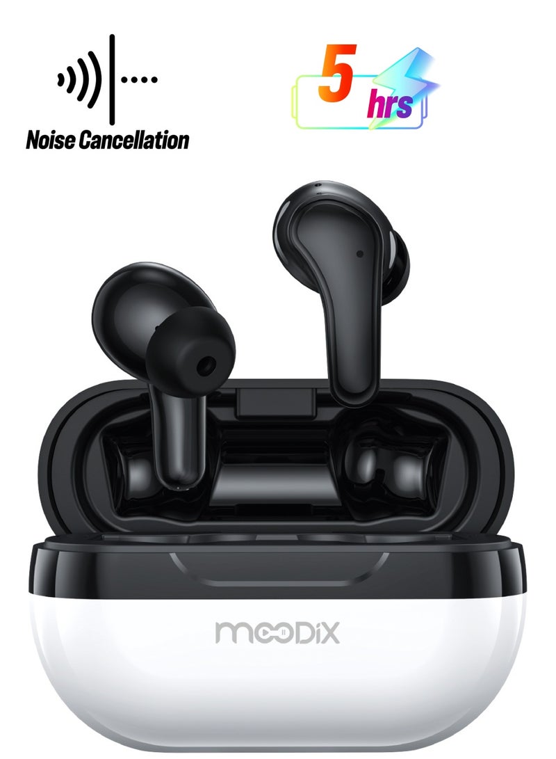 Moodix KI23K50 Active Noise Cancellation Bluetooth Earbuds with Smart Touch Control, White-Black - Image 1