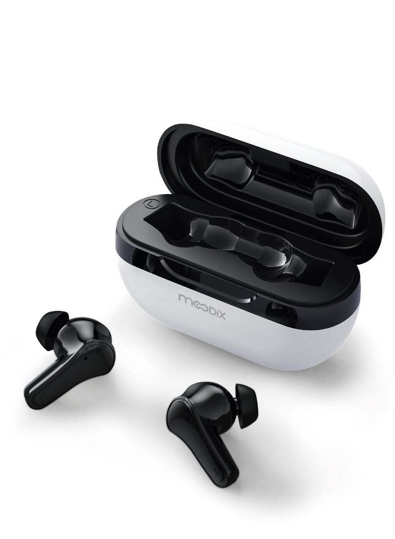 Moodix KI23K50 Active Noise Cancellation Bluetooth Earbuds with Smart Touch Control, White-Black - Image 2