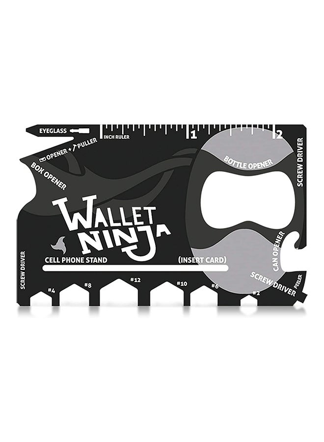 Wallet Ninja Multitool Card – 18 in 1 Credit Card Multi-Tool (Bottle Opener, Can Opener, Screwdrivers, Phone Stand & More) – Black pack of 1 - Image 1