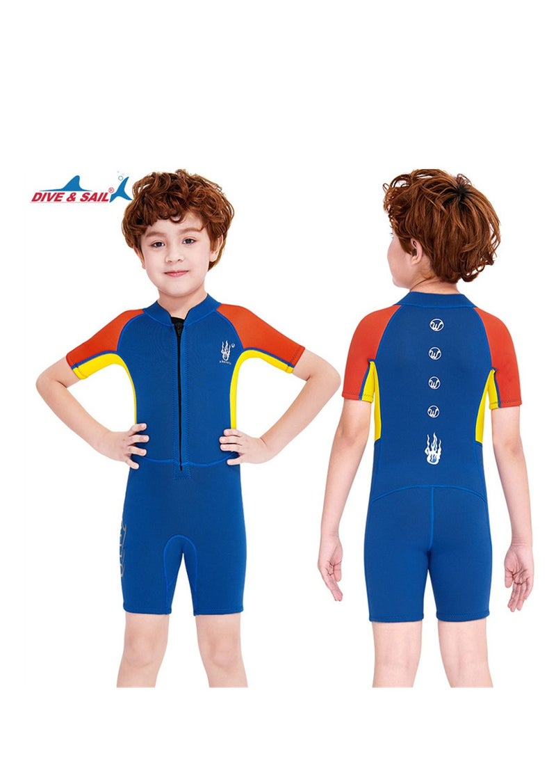 DIVE & SAIL 2.5MM Keep Warm Children Diving Suit Three-layer High Elastic Wetsuit For Boys Blue - Image 2