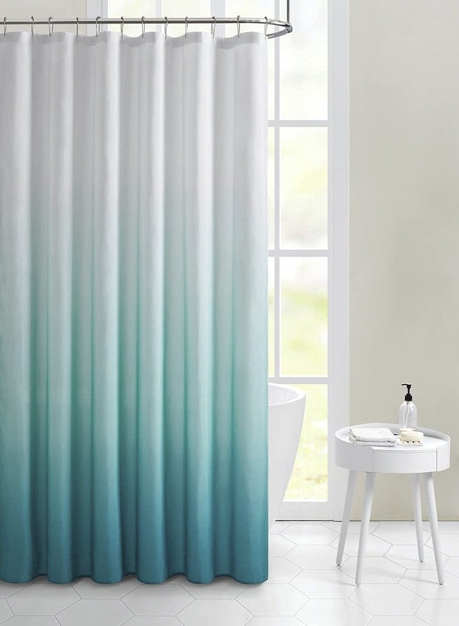 GoodGram Basic Multi Colored Fabric Ombre Shower Curtains - Assorted Colors (White/Turquoise) - Image 1