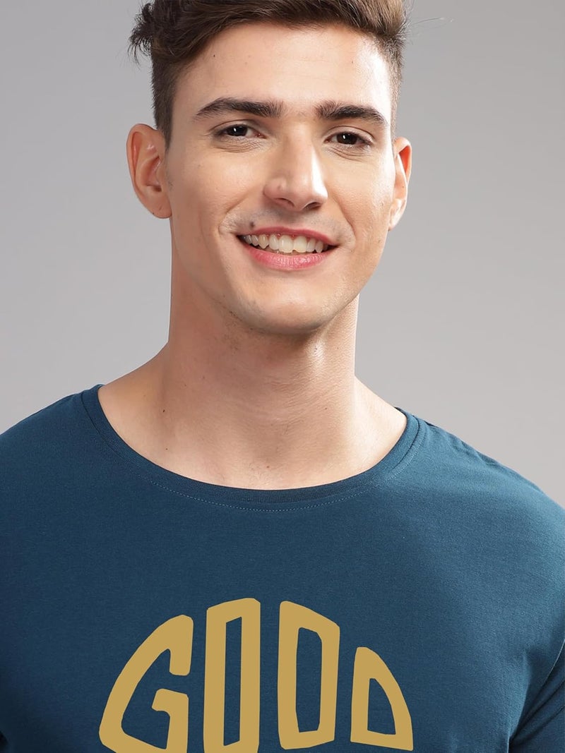 adro تي شيرت ADRO للرجال بلون أخضر مزخرف - تي شيرت قطن فاخر بقصة دائرية - Image 2