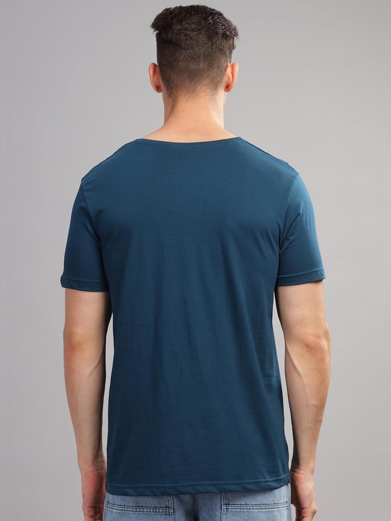 adro تي شيرت ADRO للرجال بلون أخضر مزخرف - تي شيرت قطن فاخر بقصة دائرية - Image 4