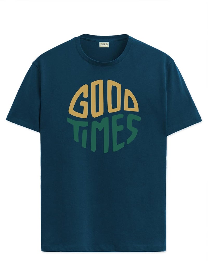 adro تي شيرت ADRO للرجال بلون أخضر مزخرف - تي شيرت قطن فاخر بقصة دائرية - Image 1