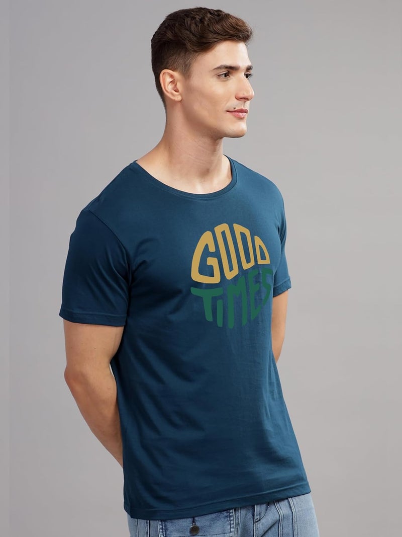 adro تي شيرت ADRO للرجال بلون أخضر مزخرف - تي شيرت قطن فاخر بقصة دائرية - Image 5