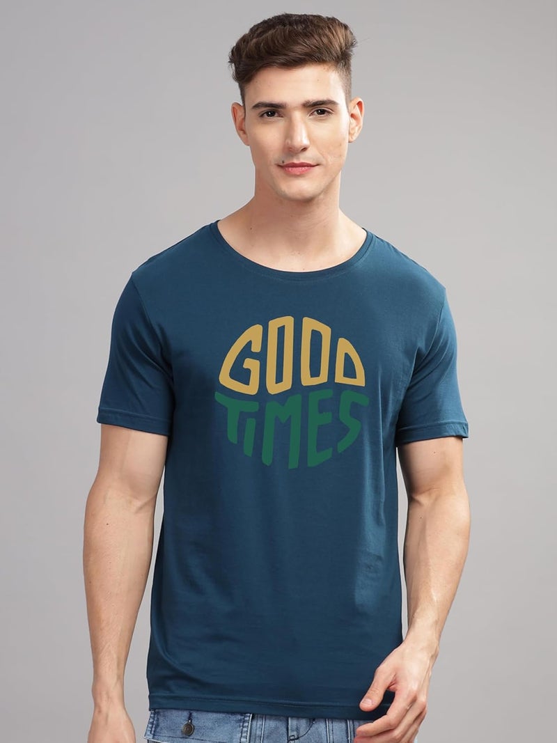 adro تي شيرت ADRO للرجال بلون أخضر مزخرف - تي شيرت قطن فاخر بقصة دائرية - Image 3