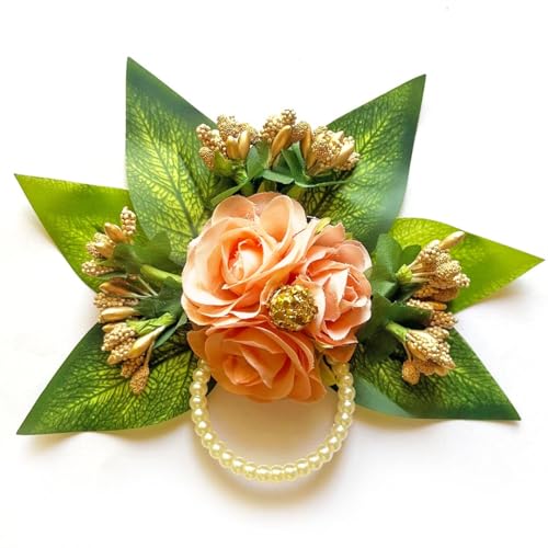 ADIKALA™ Handmade Artificial 3 Flowers and Pollen Bunch for Trousseau Packing, Ready to use Flower Brooch Hamper for Decoration, Gift Wrapping Flowers (6, Peach) - Image 4